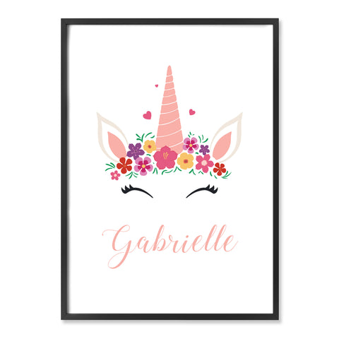 Unicorn Floral Custom Print with Name