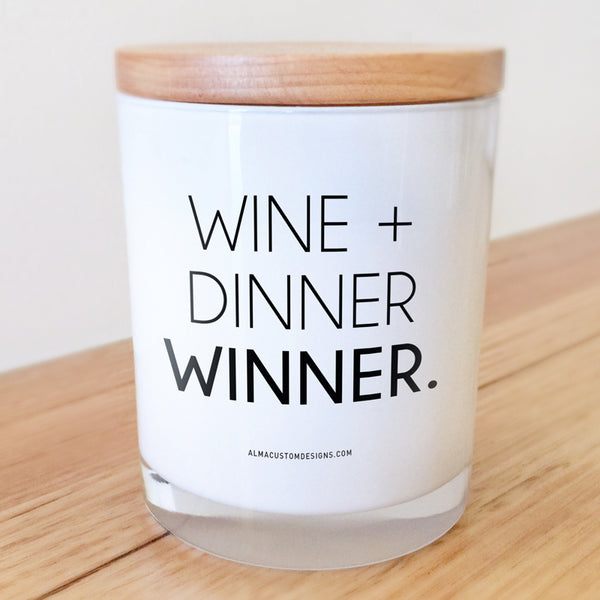 Wine + Dinner = Winner candle